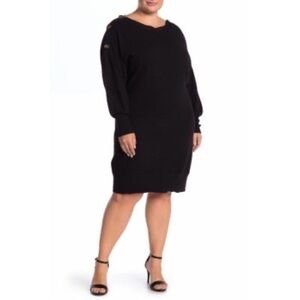 New Laundry By Shelli Segal Rib Knit Button Sweater Dress Sz 3X